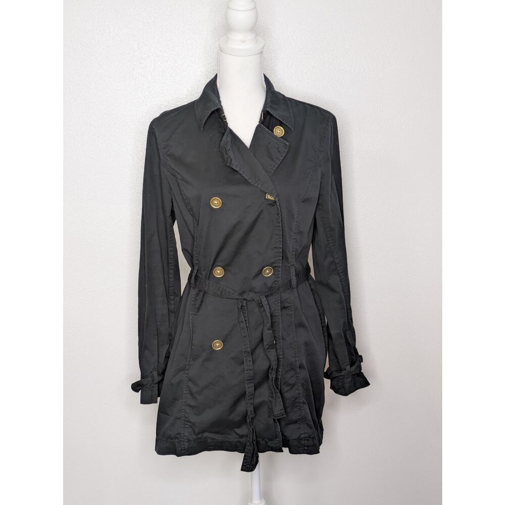 Michael Kors Black Double Breasted Belted Trench Coat / Jacket Womens Size M - Picture 2 of 10